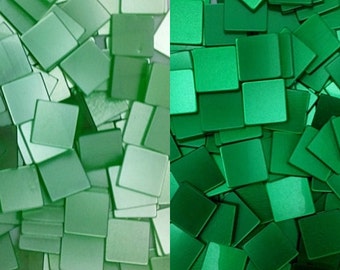 Resin mosaic tiles, 15x15 mm, Glossy effect, Green