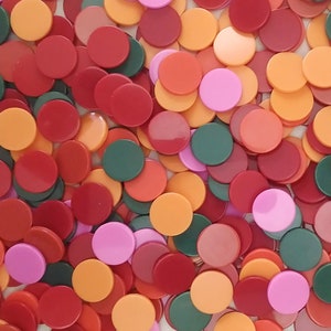 Resin mosaic tiles 15mm round, Opaque effect, Party color mixes