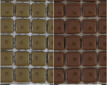 Porcelain mosaic tiles, 12mm (1/2 inch) Olive, Cocoa brown (Last pack)