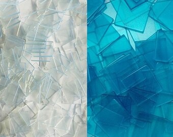 CLEARANCE / Resin mosaic tiles, 20x20 mm, Clear effect, Blue