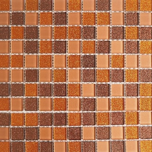 Glass mosaic tiles with glitter effect, 25x25 mm (1 inch), Bronze mix