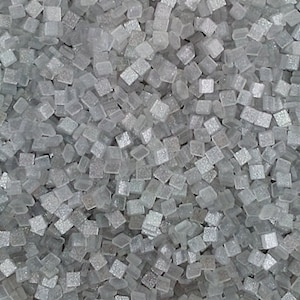 Resin mosaic tiles, 5x5 mm, Sparkle effect, White