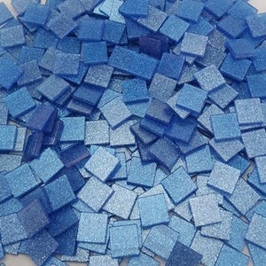 Resin mosaic tiles, 10x10 mm, Sparkle effect, Brillnt Blue