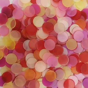 Resin mosaic tiles 15mm round, Glossy-Clear effect, Candy Mix colours