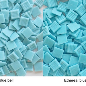 Vitreous glass mosaic tiles, 20x20 mm (3/4 inch), Blue bell / Ethereal blue