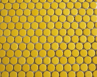 Ceramic round mosaic tiles, 20 mm (3/4 inch), Empire Yellow