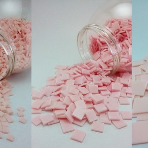 Resin mosaic tiles, 5x5mm, 10x10mm, 20x20mm, Opaque effect, Baby Pink
