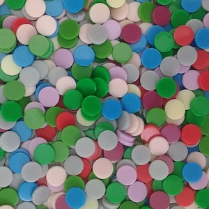 Resin mosaic tiles 10mm round, Opaque effect, Party mix colours