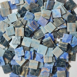 Resin mosaic tiles, 15x15 mm, Marble effect, Sea Blue Mix (Special edition)