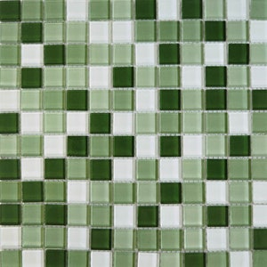 Glass mosaic tiles, 25x25 mm (1 inch), Mix Forest Green