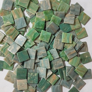 Resin mosaic tiles, 15x15 mm, Marble effect, Misty Green Mix (Special edition)