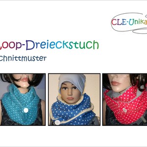 Puede incluir: Tres versiones diferentes de una bufanda infinita de lunares azules y blancos con un bot&oacute;n blanco. La bufanda est&aacute; hecha de un tejido suave y el&aacute;stico, perfecta para mantenerse caliente en invierno.