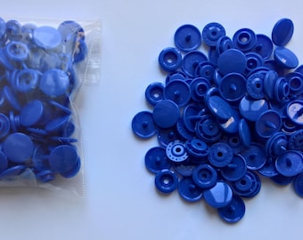 KAM snaps, blue tones, T5, glossy, 24 pieces