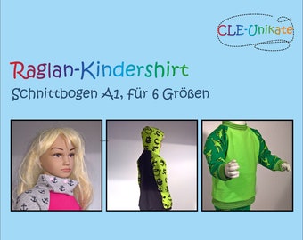 Schnittbogen Raglan-Kindershirt, Gr. 62/68-122/128