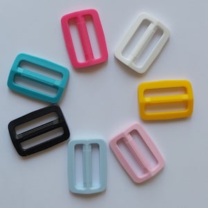 4 Leiterschnallen, Schieber, 12 Farben, aus Kunststoff, für 25 mm Gurtband