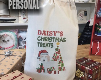 Personalised Dog Santa Sack PUG Christmas Bag Xmas Treat Gift CDS91