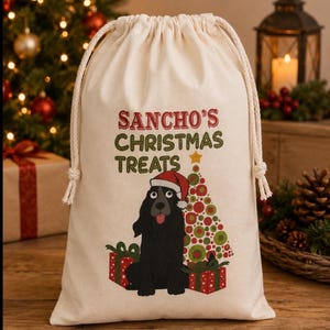 Personalised Dog Santa Sack - Black Cocker Spaniel  - Sancho Design
