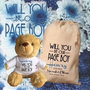 Will You/ Thank You Personalised Page Boy Teddy Bear With Matching Gift Bag - Henry Design - Wedding Favour, Wedding Gift