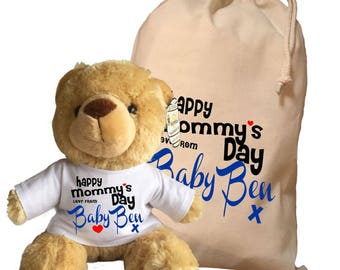 Personalised Mothers Day Teddy Bear With Matching Gift Bag - Baby Ben Design