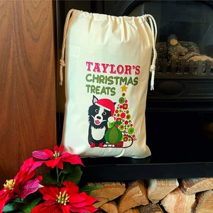 Personalised Dog Santa Sack - Border Collie - Taylor