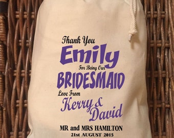 Personalised Bridesmaid Gift Bag - Various Sizes Available Emily Design