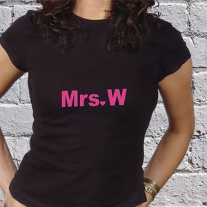 Mrs T Shirt   -  Printed With Any Letter - Honeymoon Gift Newly Wed