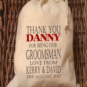 Personalised Groomsman Wedding Gift Bag - Various Sizes Available Danny Design