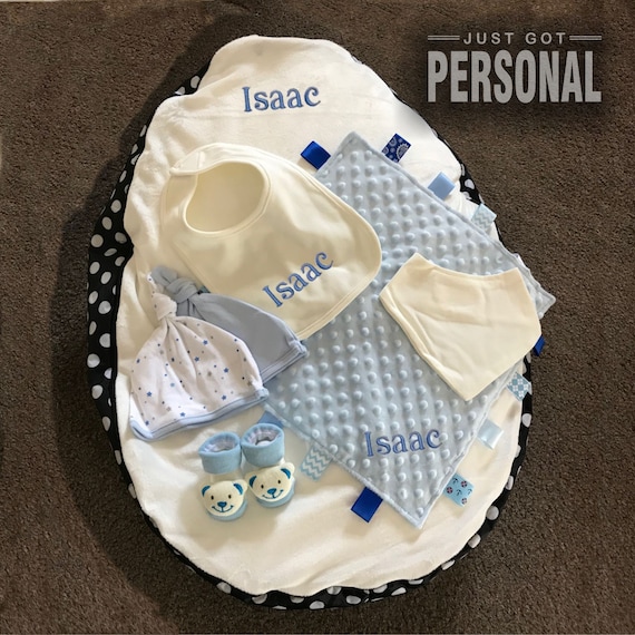 personalised baby bean bag gift set