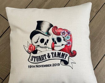 Personalised Mr & Mrs Gothic Cushion Wedding Anniversary Gift