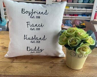 Cojín de hito de aniversario personalizado