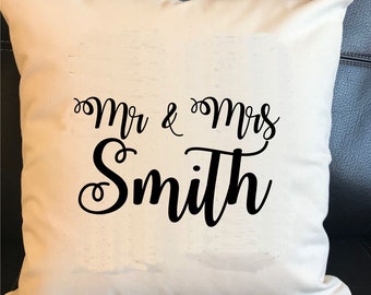 Personalised Cushion Mr & Mrs - Wedding Anniversary Gift