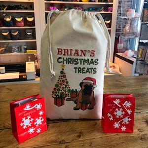 Personalised With Your Dogs Name Treat Gift Bags - Bullmastiff - Brian Design