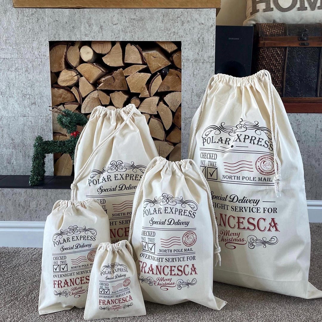 Personalised Santa Sack · North Pole Post · Cotton Gift Bag Francesca ...