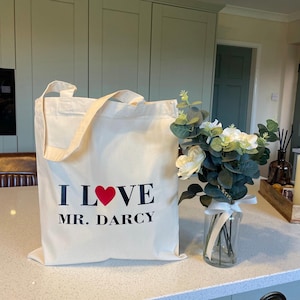 Bolso de mano I Love My Darcy: bolso inspirado en Jane Austen, regalo de cumpleaños y del Día de la Madre