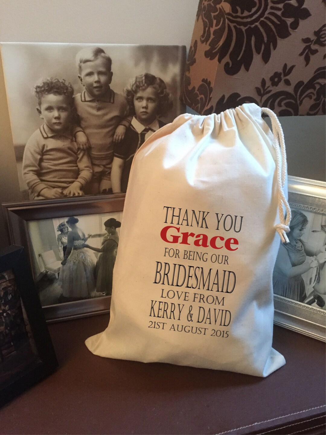 Personalised Bridesmaid Gift Bag Various Sizes Available Grace Design ...