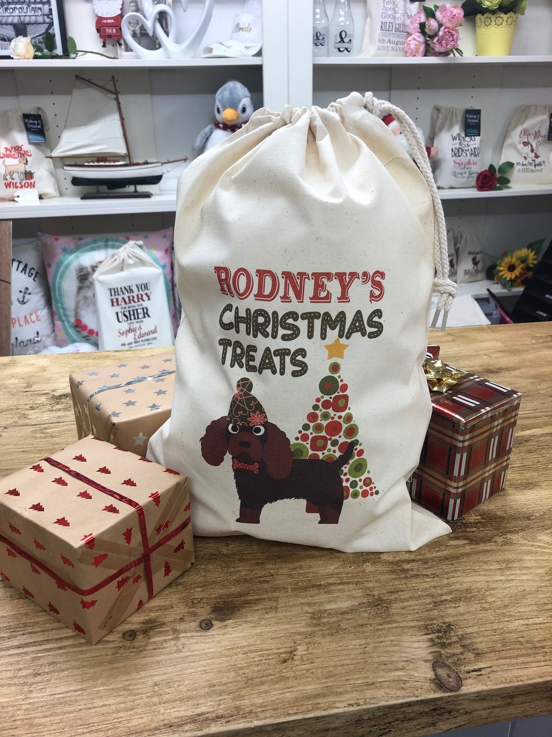 Personalised Dog Santa Sack - Cockapoo - Rodney Design - Etsy