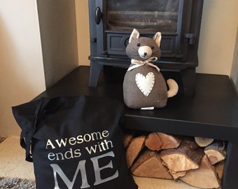 Awesome Ends With Me Tote Bag- Silver Print Great For School, Book Bag, Birthday, Mothers Day Gift