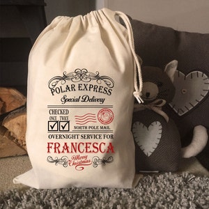 Personalised Santa Sack & Gift Bags Francesca Design image 1