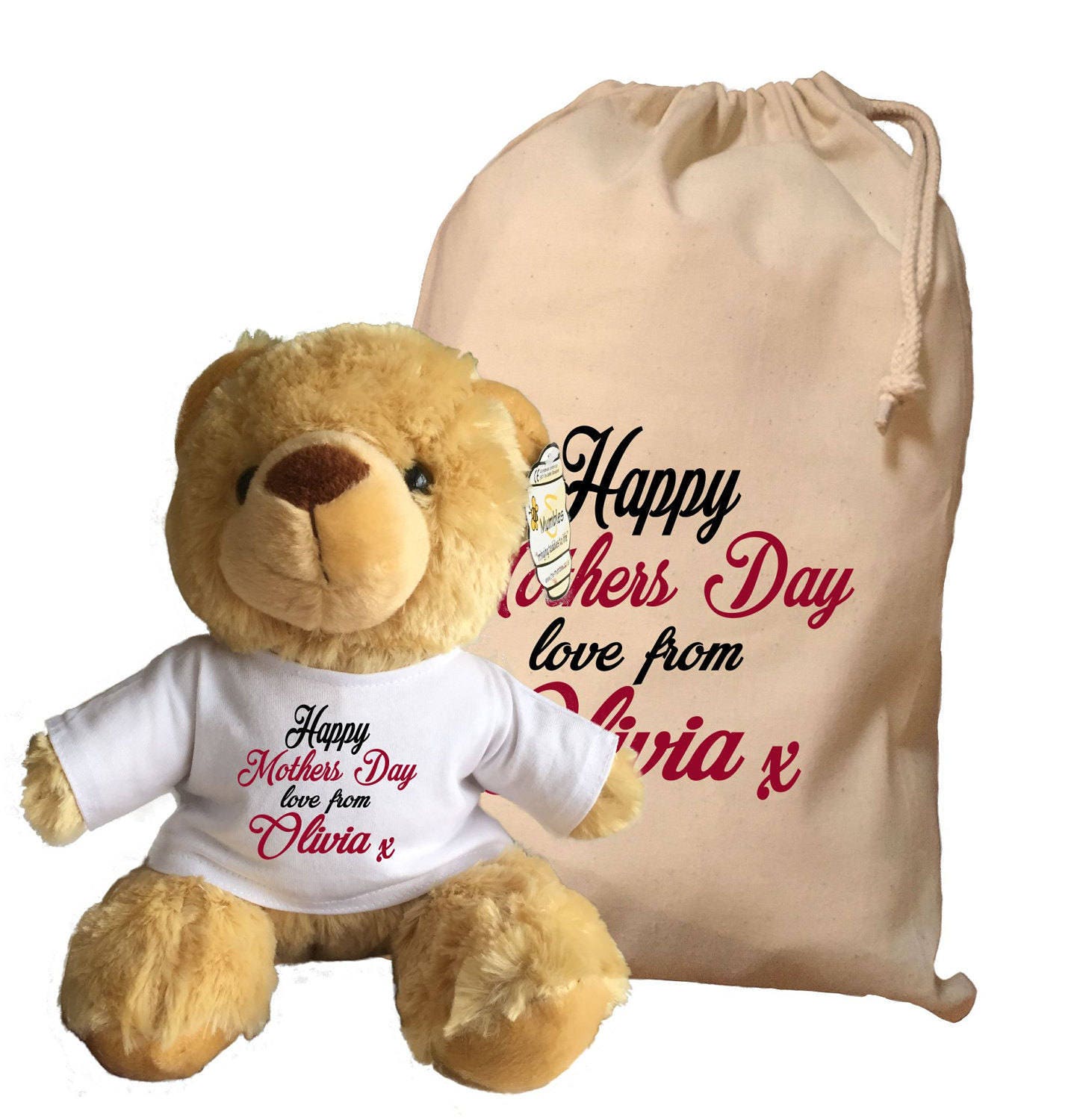 Personalised Mothers Day Teddy Bear With Matching Gift Bag - Etsy UK