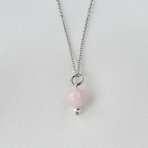 Stainless steel madagascar rose quartz necklace image 2