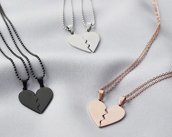 Collier demi-cœur brisé pour couples et frieds