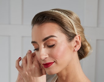 Delicate Ivory Pearl Bead Headband | Minimalist Bridal Hair Accessory