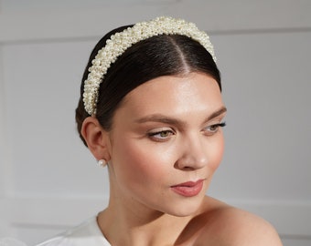 Elegant Ivory Pearl Wedding Tiara Crown | Handmade Bridal Hairpiece