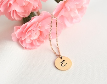 Custom initial rose gold stainless steel necklace • personalized gift for her