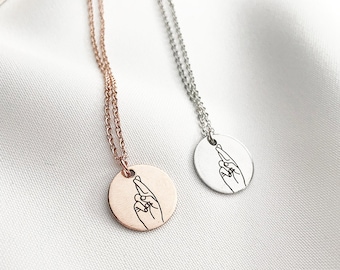 Collier croisé de doigts, collier de bonne chance, collier d'amitié d'or rose, bijoux de bff, cadeau pour le meilleur ami, collier de meilleur ami