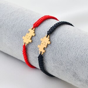 Bracelets For Couples Personalised Friendship Bff Jigsaw Puzzle Black Red String Bracelet image 4