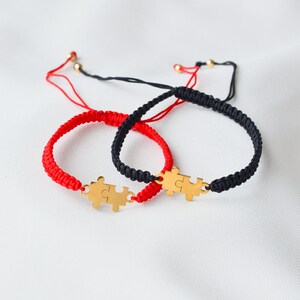 Bracelets For Couples Personalised Friendship Bff Jigsaw Puzzle Black Red String Bracelet image 5