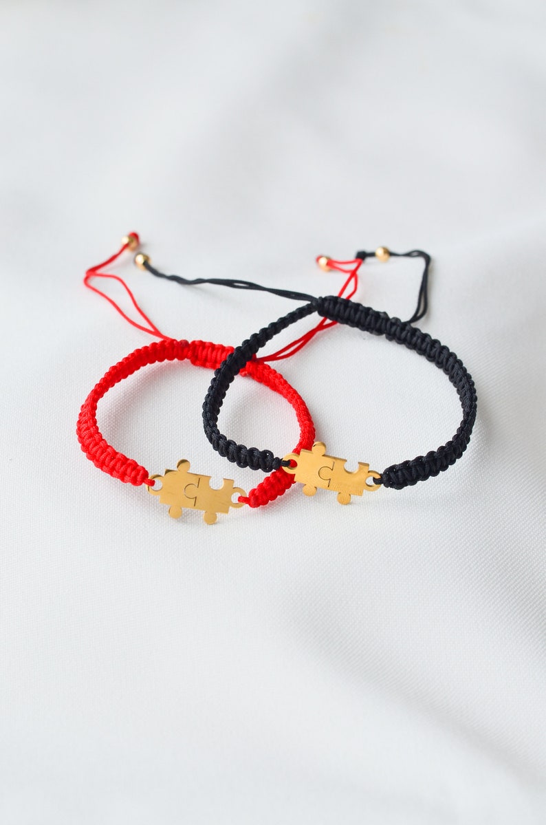 Bracelets For Couples Personalised Friendship Bff Jigsaw Puzzle Black Red String Bracelet image 5