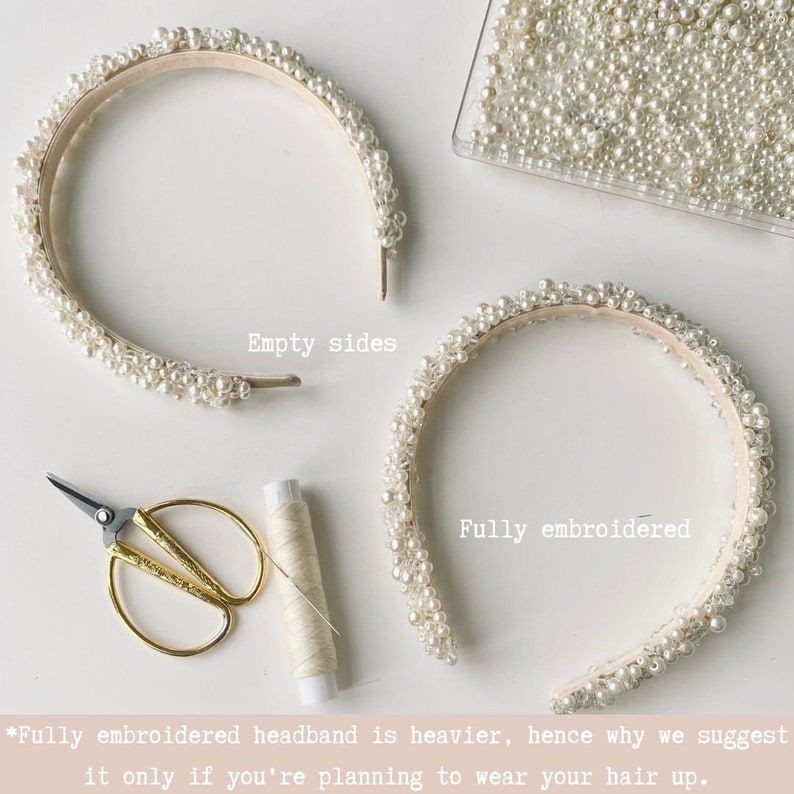 Ivory pearl wedding tiara bridal pearl headband image 6