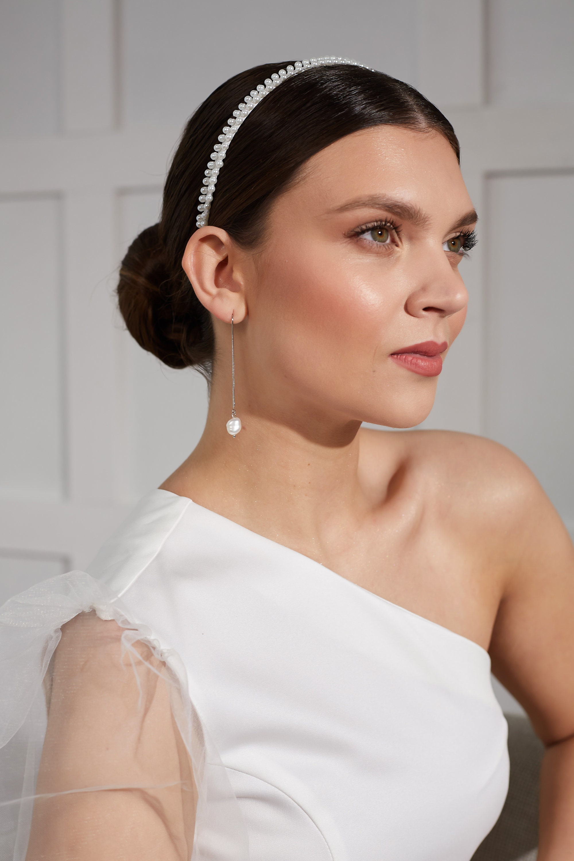 Wecoe Fascia Per Capelli Da Sposa Con Perle Bianche - Accessorio Per Addio Al Nubilato E Fidanzamento
